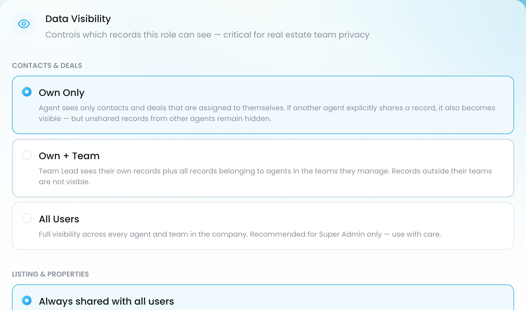 The permissions matrix: what each role can see and do per module